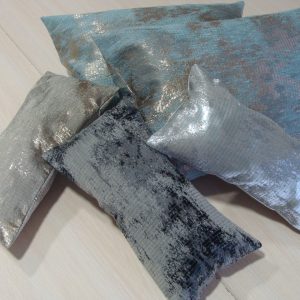 Комплект декоративних подушок Lumelle Abstract 44х30см 2шт 15х30см 3шт бежеві з блакитним (п_0383)