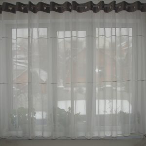 Комплект тюль до підвіконня на люверсах Lumelle Style карниз 200см молочний з сірим (11_2а_z)