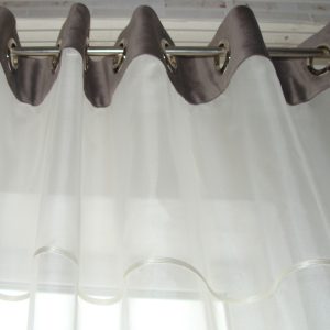 Комплект тюль до підвіконня на люверсах Lumelle Style карниз 200см молочний з сірим (11_2а_z)