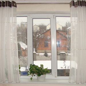 Комплект тюль до підвіконня на люверсах Lumelle Style карниз 200см молочний з сірим (11_2а_z)