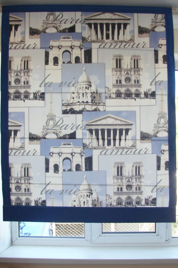 Римська штора Lumelle Архітектура 110х140cм молочний з синім (6р)