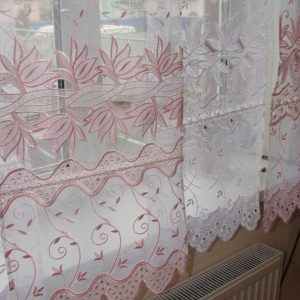 Комплект панельних фіранок Lumelle Ажур 5шт карниз 150см рожевий з білим (54п)