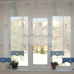 Комплект панельних фіранок Lumelle Flowers 5шт карниз 200см білий з блакитним (29п)