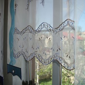 Комплект панельних фіранок Lumelle Flowers 5шт карниз 200см білий з блакитним (29п)