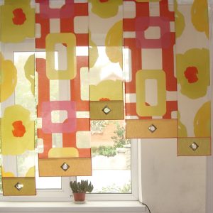 Комплект панельних фіранок Lumelle Abstract 5шт карниз 160см салатовий з помаранчевим (15па)