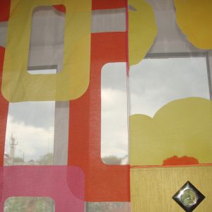 Комплект панельних фіранок Lumelle Abstract 5шт карниз 160см салатовий з помаранчевим (15па)