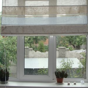 Комплект римських штор Lumelle Смужка 2шт 120х160см і 80х1260см пісочний із блакитним (4р)