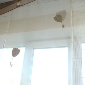 Комплект панельних фіранок 5шт з жорстким ламбрекеном Lumelle Тюльпани карниз 200см салатовий (23_3п)