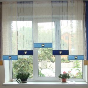 Комплект панельних фіранок Lumelle Line 7шт карниз карниз 250см синій з блакитним і бежевим (13_2п)