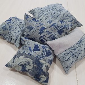Комплект декоративних подушок Lumelle Abstract 40х40см 1шт 40х28см 1шт 34х24см 1шт 30х30см 2шт Сірі з синім (п_0007)