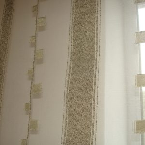 Комплект панельних фіранок Lumelle Смужка і квадратики 5шт карниз 250см оливковий з молочним (11_7п)