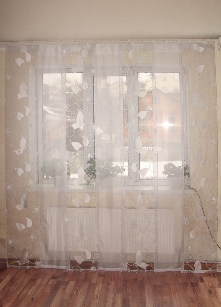 Комплект панельних шторок до підлоги Lumelle Flowers карниз 250см білі (21_6т)