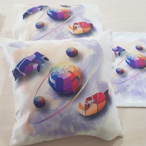 Декоративна подушка в подарунок Lumelle Art 1шт 40х40см молочний з фіолетовим (па_03)