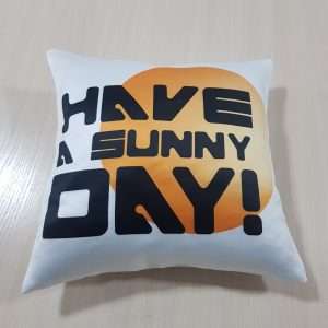 Декоративна подушка в подарунок Lumelle Have a sunny day 1шт 35х35см молочний з помаранчевим і чорним (па_08)