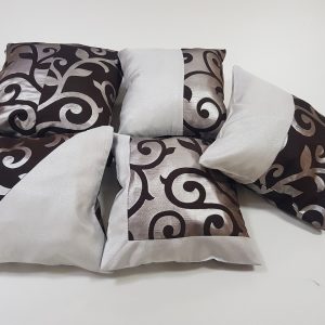 Комплект декоративних подушок Lumelle Venzel 35х35см 1шт 31х31см 4шт срібний і венге (п_0093)