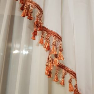 Ламбрекен Lumelle Класика з бахрамою карниз 250см теракотовий шифон з кремовим (61_1к_2,5м_z)