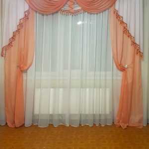 Комплект ламбрекен штори 2шт і тюль Lumelle Classic карниз 250см теракотовий шифон (61к_2,5м_z)