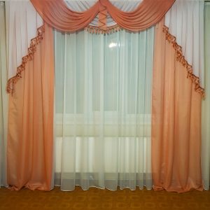 Комплект ламбрекен штори 2шт і тюль Lumelle Classic карниз 250см теракотовий шифон (61к_2,5м_z)