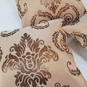 Комплект декоративних подушок Lumelle Damask бронзовий на бежевому тлі 40х40см 2шт 30х30см 1шт (п_0131)