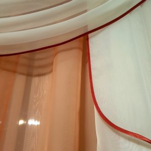 Ламбрекен зі шторою Lumelle Асиметрія шифон карниз 250см персиковий з білим (20_6_2,5м)