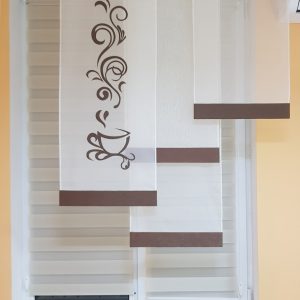 Комплект панельних фіранок Lumelle Чашечка кави 4шт карниз 175см молочний з шоколадним (27_8п)