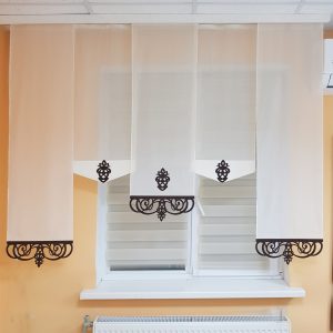 Комплект панельних фіранок Lumelle Ажур 5шт карниз 195см молочний з коричневим (40_3п)