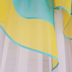 Ламбрекен Lumelle Куточки карниз 150см жовтий з бірюзовим (1_6у)