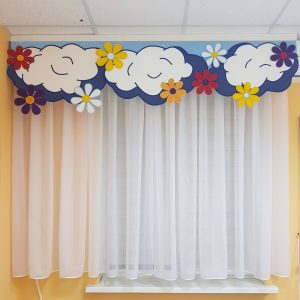 Жорсткий ламбрекен на петлях Lumelle Хмарки та квіти на карниз 2 м (90_3ж_z)