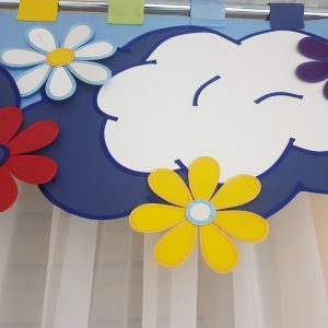 Жорсткий ламбрекен на петлях Lumelle Хмарки та квіти на карниз 2 м (90_3ж_z)
