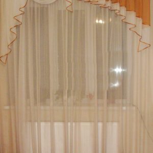 Ламбрикен Lumelle Асиметрія шифон карниз 200см коричневий з молочним (24_1_2м)