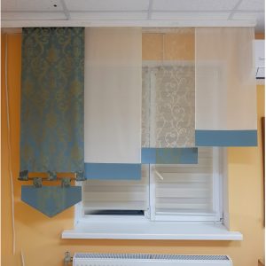 Комплект панельних фіранок Lumelle Дамаск 4шт карниз 180см бірюзовий з блакитним і молочним (23_9п)