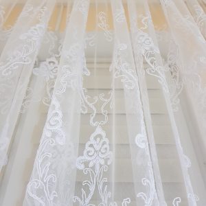 Готова тюль Lumelle Фатинка з гарним візерунком Damask 600х275см бІлий (1_2т)