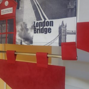 Комплект панельных занавесок Lumelle London 3шт карниз 165см серый с красным (71_3п)