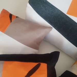 Комплект декоративних подушок Lumelle Abstract Pensils 5шт чорний сірий помаранчевий (п_0580)