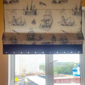 Римська штора Lumelle Кораблі 110х160см, молочний з синім (9_4р)