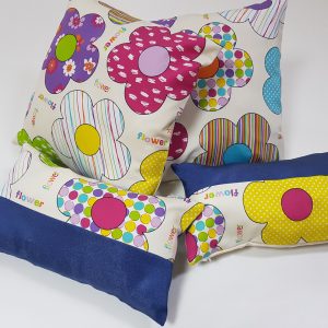 Комплект декоративних подушок Lumelle Flowers Abstract 40х40см 2шт 40х22см 2шт молочні з фіолетовим (п_0593)
