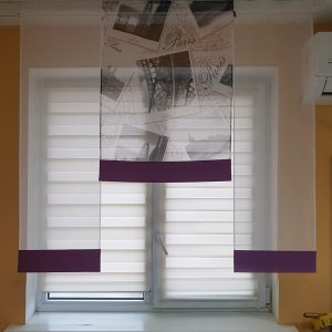 Комплект панельних фіранок Lumelle Paris  3шт на карниз 130см молочний з фіолетовим (7_3п)