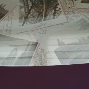 Комплект панельних фіранок Lumelle Paris  3шт на карниз 130см молочний з фіолетовим (7_3п)