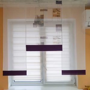 Комплект панельних фіранок Lumelle Avenu Street 3шт карниз 120см білий зі сливовим (7_4п)