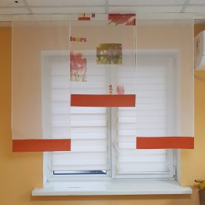 Комплект панельних фіранок Lumelle Тюльпани 3шт карниз 140см помаранчевий (7_7п)