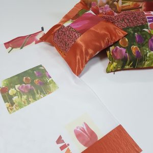 Комплект декоративних подушок Lumelle Flowers Abstract 40х40см 1шт 40х30см 1шт 30х22см 1шт помаранчеві (п_0666)