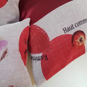 Комплект декоративних подушок Lumelle Fructs 40х40см 2шт 35х35см 1шт 26х26см 1шт білі з бордовим (п_0653)