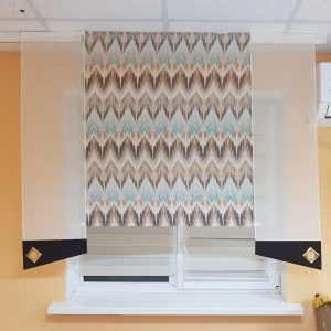 Комплект панельних фіранок Lumelle Zigzag 3 шт, карниз 100–150 см коричнево-блакитний (14_5п)