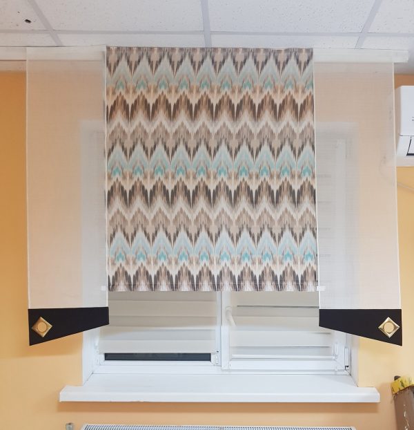 Комплект панельних фіранок Lumelle Zigzag 3 шт, карниз 100–150 см коричнево-блакитний (14_5п)