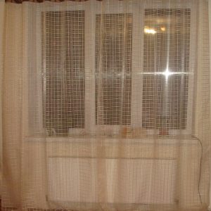Комплект тюль на люверсах Lumelle Клітка карниз 200см бежевий з коричневим (10т)