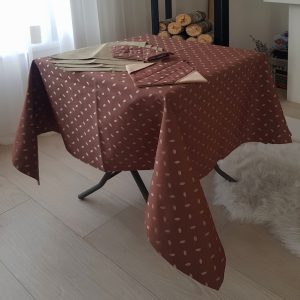 Комплект для кухні Lumelle Зерна кави скатертина 1шт і серветки 32х32см 4шт коричневий з бежевим тефлон (10_8с)