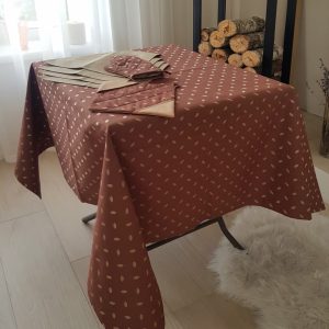 Комплект для кухні Lumelle Зерна кави скатертина 1шт і серветки 32х32см 4шт коричневий з бежевим тефлон (10_8с)
