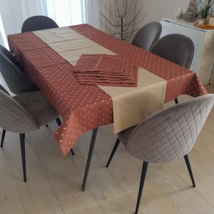 Скатертина для кухні Lumelle Зерно кави 140х225см 1шт коричневий з бежевим тефлон (11_7с)