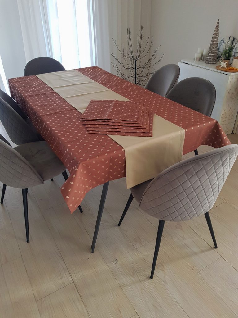 Скатертина для кухні Lumelle Зерно кави 140х225см 1шт коричневий з бежевим тефлон (11_7с)