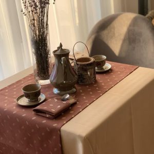 Комплект для кухні Lumelle Кава скатертина 1шт, ранер 1шт, рукавиця і прихватка, коричневий з бежевим (11_2с)